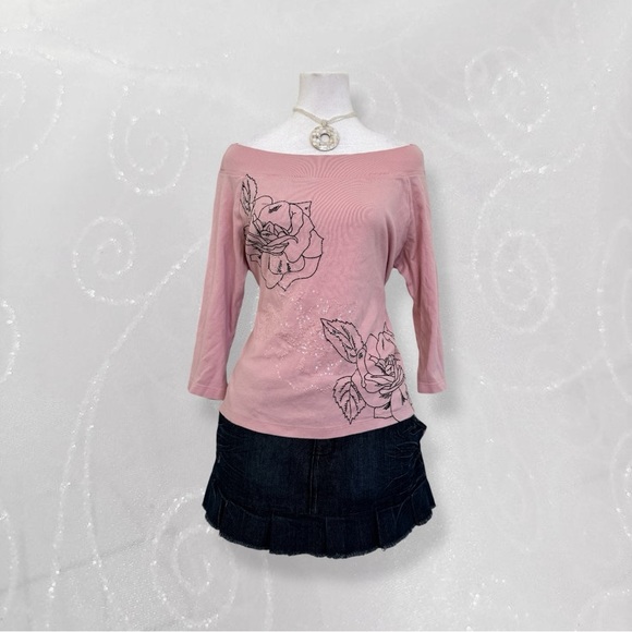 New York & Company Tops - New York & Company Pink Floral Long Sleeve Top